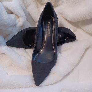 Brushed suede kitten heel pumps
